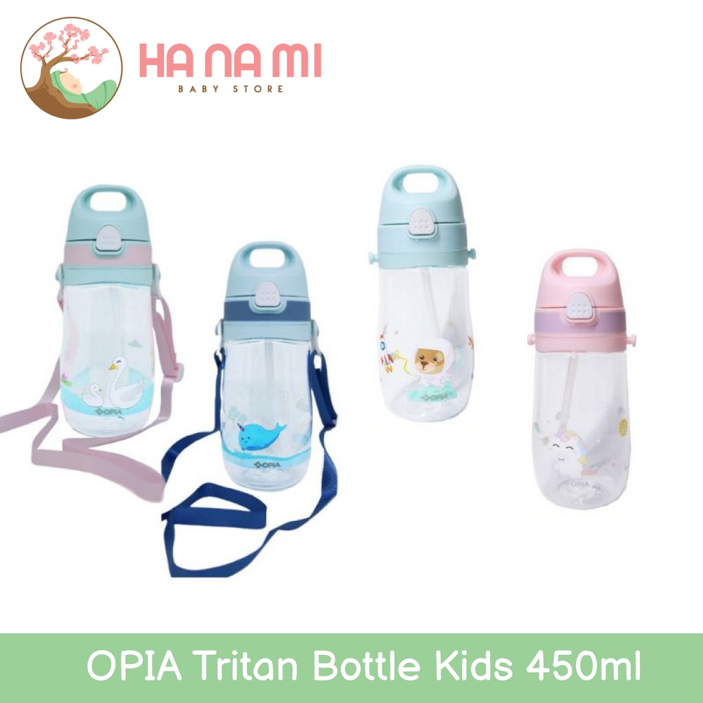 Opia Tritan Bottle Kids 450ml With Strap &amp; Push Straw