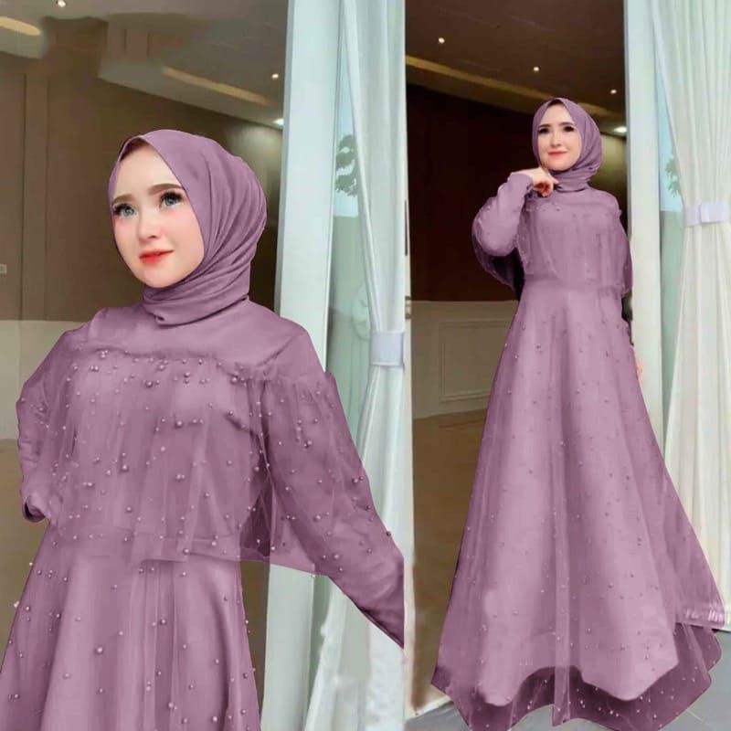 BAJU GAMIS DRESS FULL BRUKAT BROKAT TILE PESTA UMROH NAIK HAJI NIKAHAN KONDANGAN SERAGAMAN BRIDESMAI