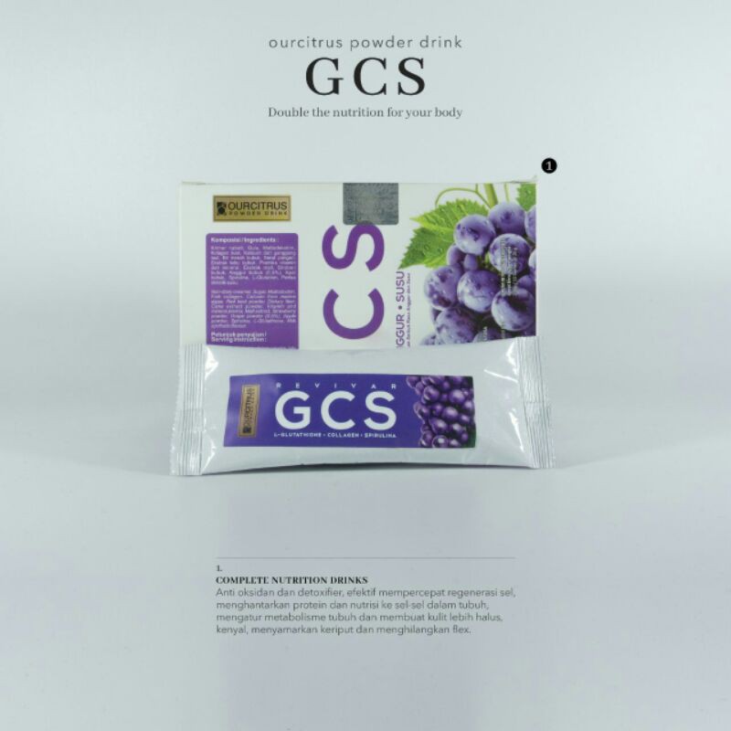 minuman serbuk kesehatan rasa anggur GCS Revivar Ourcitrus