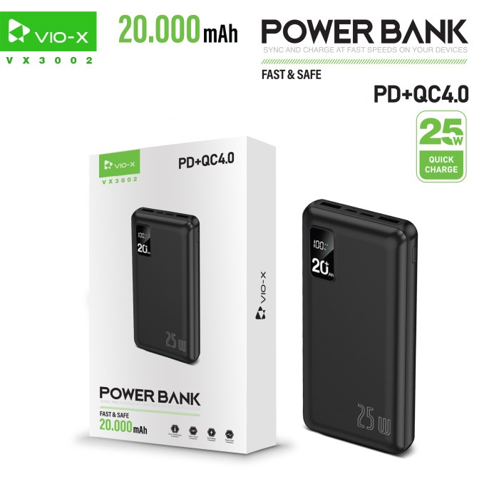 Vio-x Powerbank LED 20000 MAH - VX3002 | 25W POWER DELIVERY QC 4.0