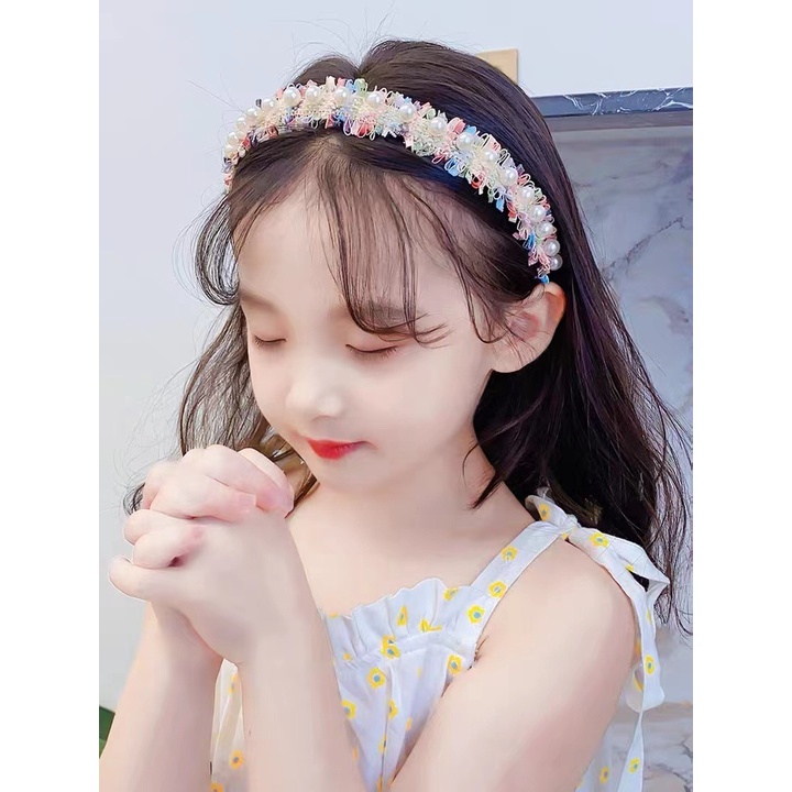 （Hello Girl)B18 Bando Anak Renda Mutiara Gaya Korea Import