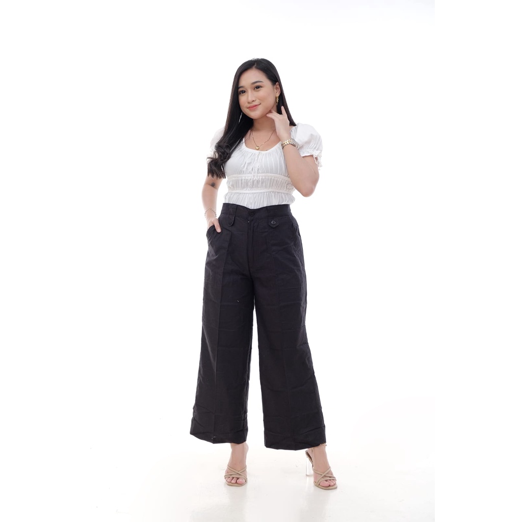 Kulot Linen Import Highwaist - Cullote Pants | Celana Kulot Wanita