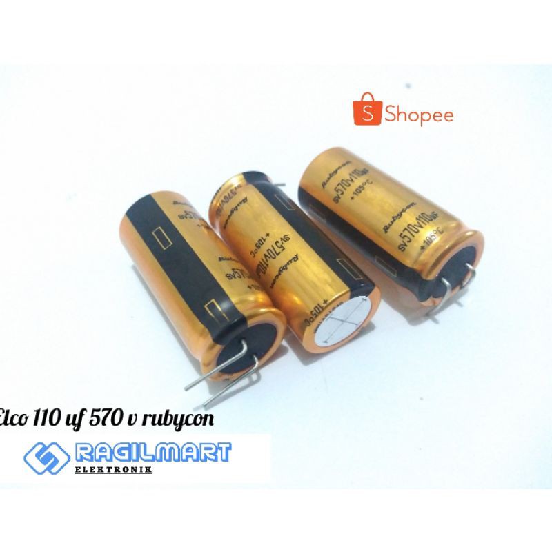 [ COD ] Kapasitor Elco 110uf 570v RUBYCON