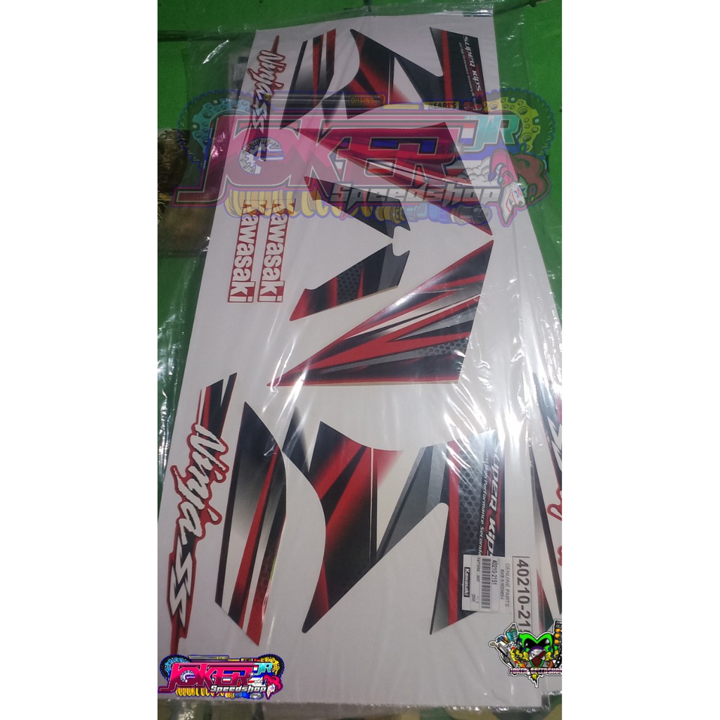 Sticker stiker set ninja ss merah striping ninja ss merah 2013 original 40210-2151