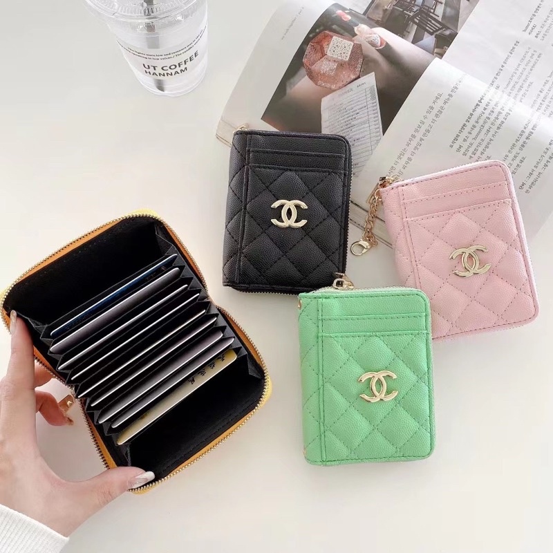 Chan*l Ysl Card Wallet with RANTAI card holder [PINK / GREEN / BLACK / YELLOW] SLING CARD BAG