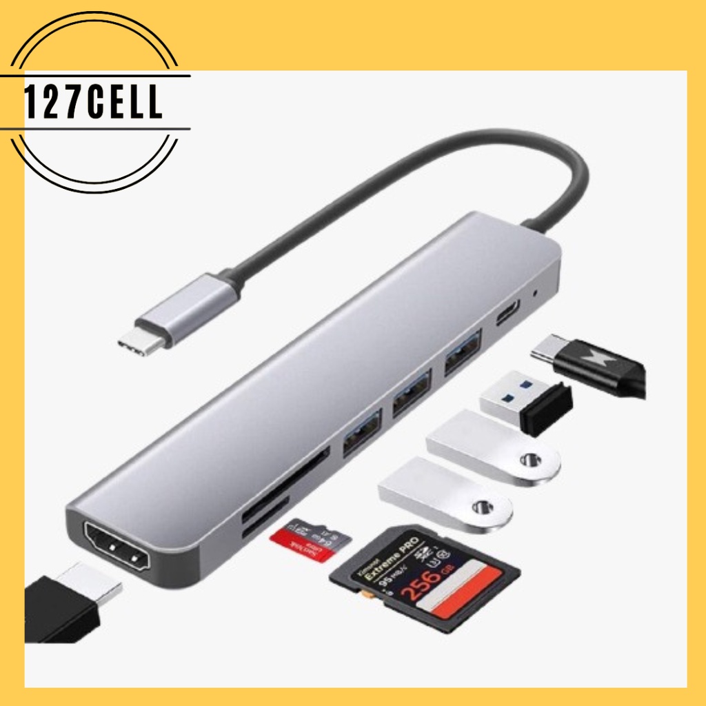 USB Type C HUB 7 in 1 High Speed Adapter Dock Station to USB 3.0 Adaptor TF SD Card Reader PD Fast HDMI CHARGER USB TYPE C