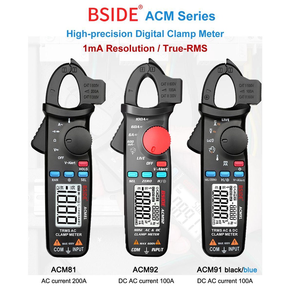 Solighter Digital Clamp Meter Perbaikan Mobil Arus Volt Temp Kapasitor Ohm Hz Tester DC AC Ammeter