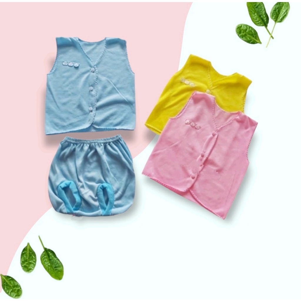 Setelan Baju Bayi Kaos Polos NEWBORN (0-3 Bulan) 1set Celana + Baju Bayi Lengan Panjang Lengan Pendek Polos Warna Bear