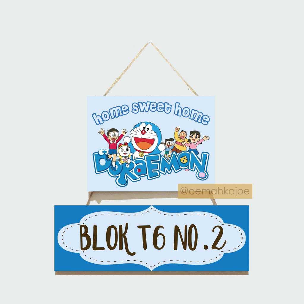 Oemah KAjOE Wall Decor Gantungan Susun Papan Alamat Motif Kartun Doraemon