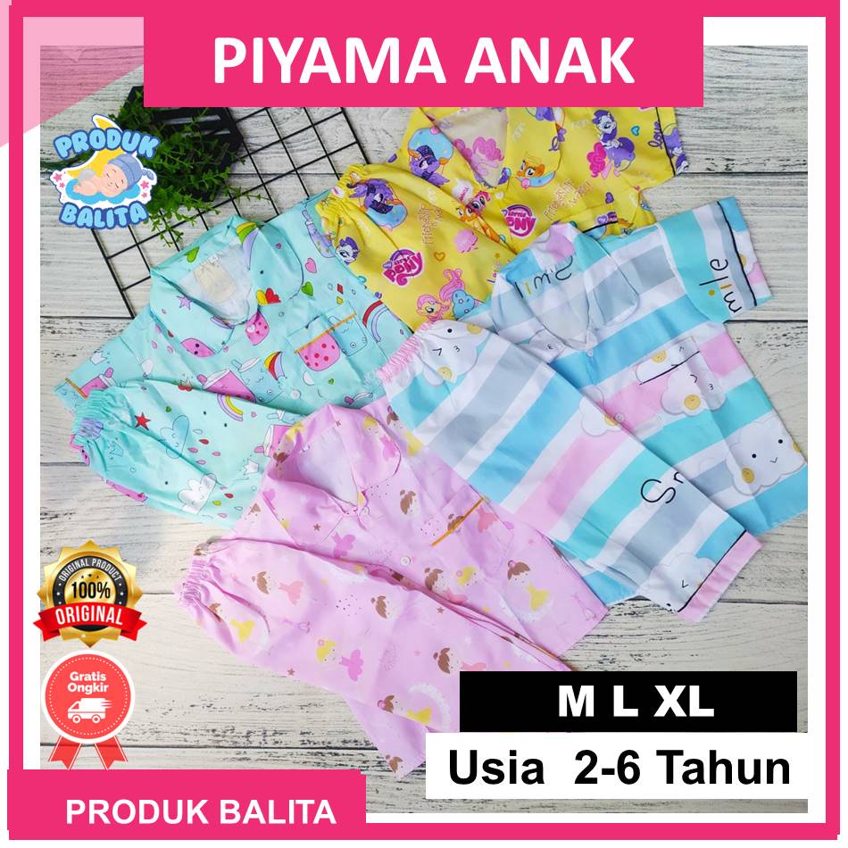 Piyama Anak Perempuan Laki-Laki  Usia 2-6 Tahun Termurah Baju Tidur anak Motif Karakter Lucu Terlaris