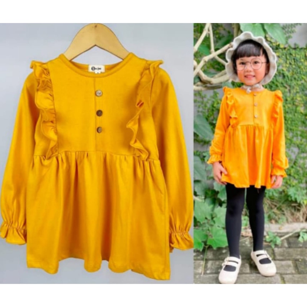 BEFAST - ZTL OOTD Dress Anak HANNY / dress anak hamida / Pakaian Anak Perempuan / Dress Crincle Anak-Anak / Atasan Lengan Panjang / Fashion Anak Kekinian 2022 / Dress Polos Casual Anak / Terbaru 2022 / Outfit Korean Style Anak Perempuan