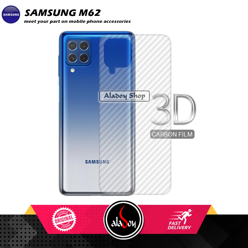 Case SAMSUNG M62 Armor Fushion Transparent Casing + Tempered Glass Full Layar dan Skin Carbon