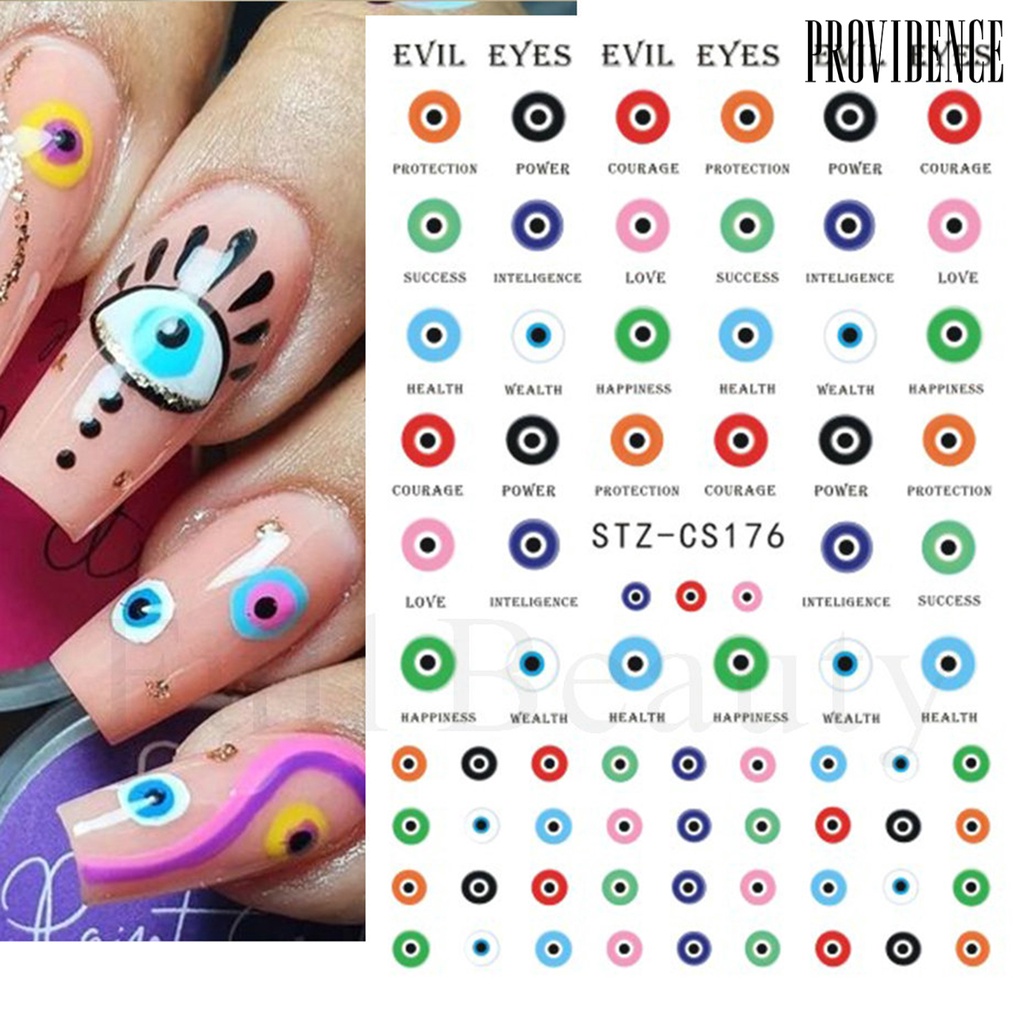 Stiker Kuku Motif Mata Iblis 5 Gaya Dengan Perekat Untuk Dekorasi Nail Art