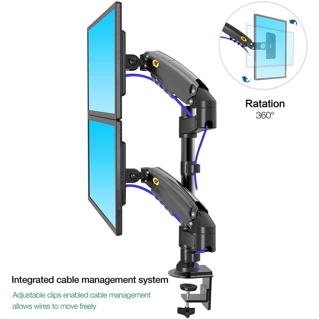 Bracket TV Dual Monitor LED 22 24 27 32 34 35 Inch NB H180 Desk Mount Stand Arm Gas Spring Meja TV Monitor