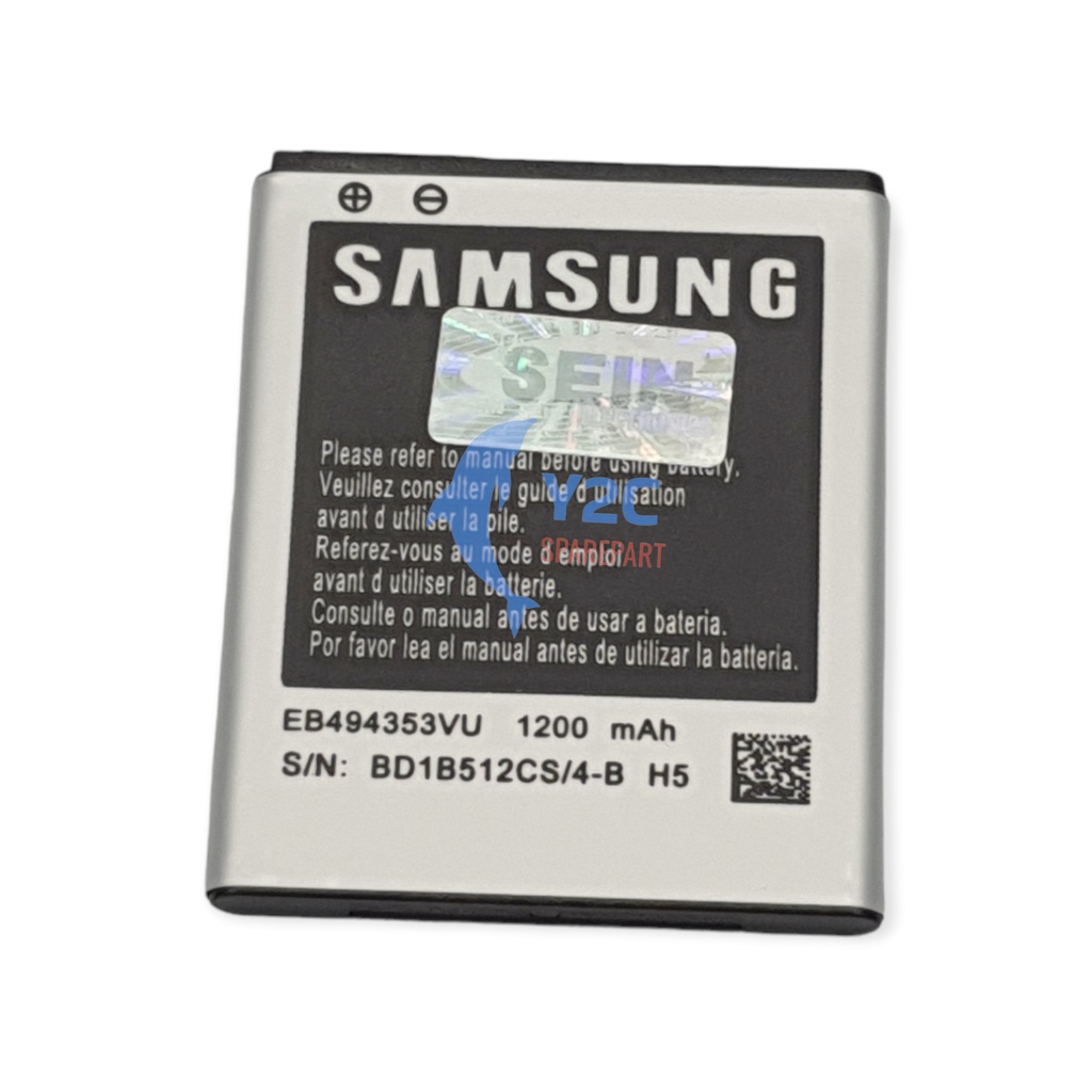 BATERAI SAMSUNG S5330 S525 S7230 S5570 S5282 GALAXY MINI / EB494353VU ORIGINAL OEM / BATREI BATRAI BATRE BATERE