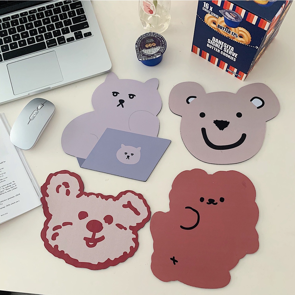 Korean Style Niche Design Heart Bear Pig Pattern Durable Soft Girly Mouse Pad for Friend