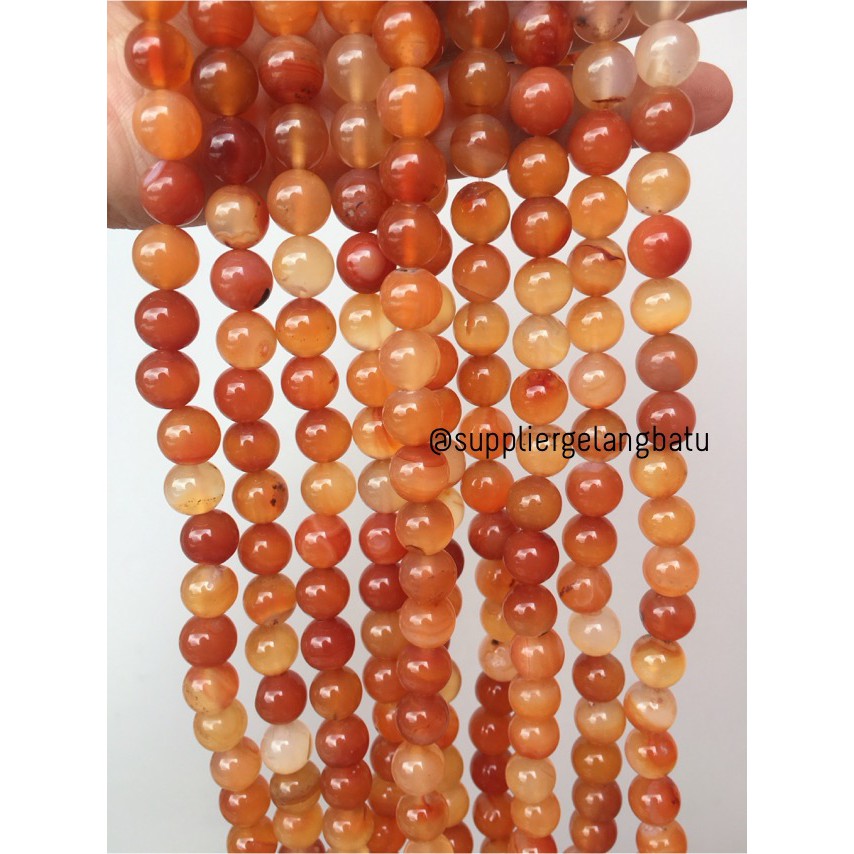 Carnelian Putih Orange Natural Stone Batu Perhiasan Fashion 10mm Akik Bacan Renteng Natural Akik