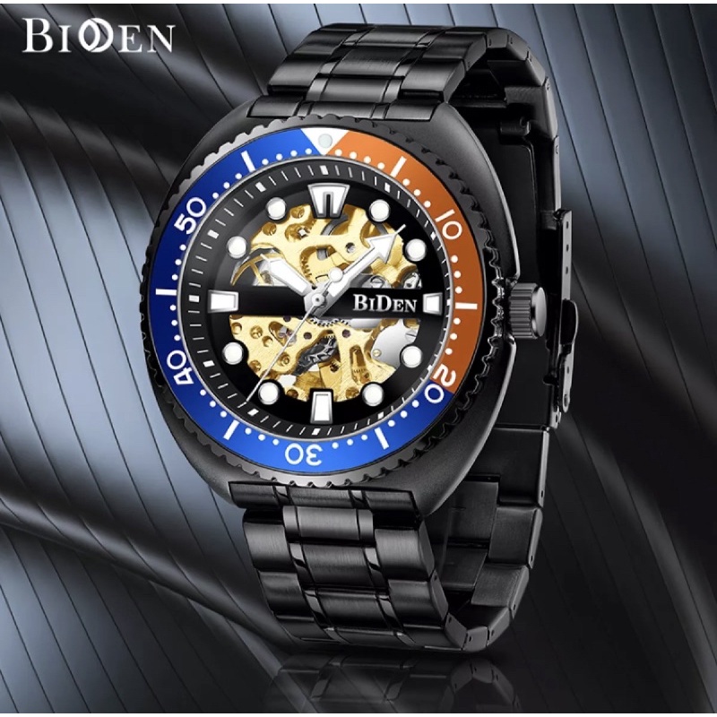 BIDEN Jam Tangan Pria Automatic Homage Turtle Ocean Black Luxury