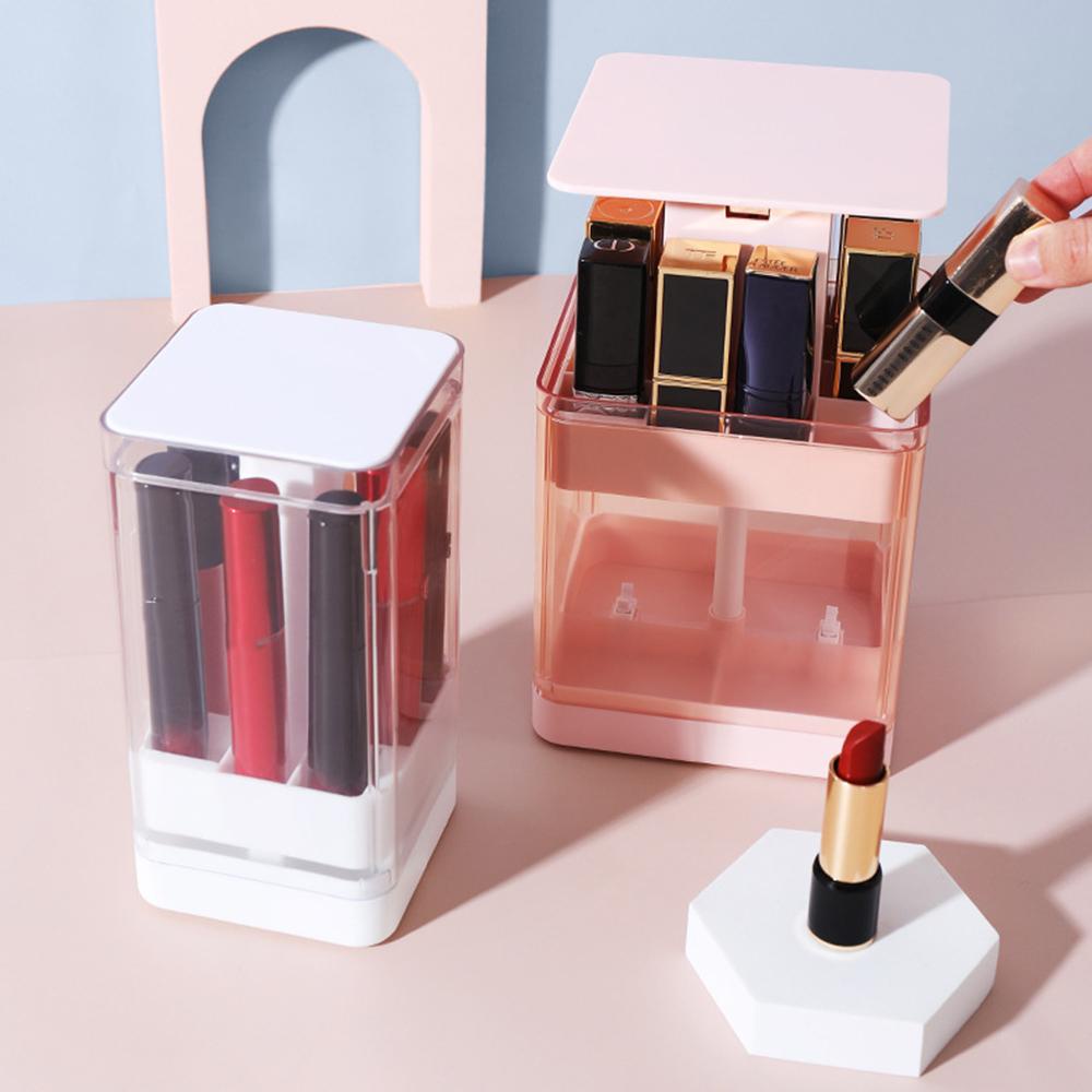 [Elegan] Press Lift Lipstik Kotak Penyimpanan Fashion Penjualan Panas Tahan Debu Alat Kosmetik Lipstick Stand Case Desain Baru Kotak Lipstik