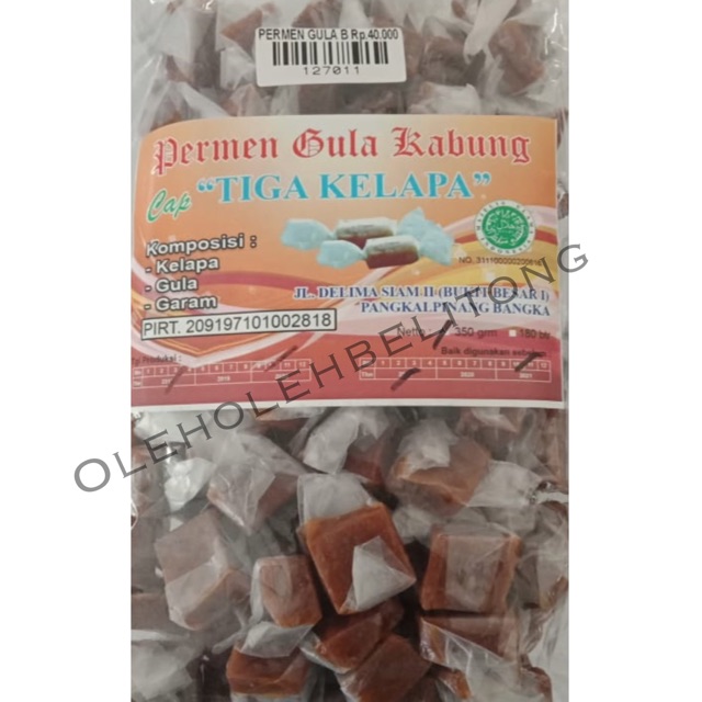 

Permen Kelapa Gula Kabung Besar 350gr bangka belitung. halal. cemilan enak. cemilan manis. cemilan jadul. cemilan mantab. oleh-oleh daerah