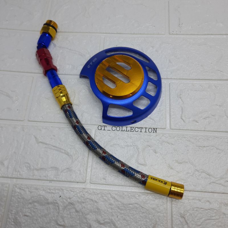 Paket Variasi Tutup Oli Mesin Serat Silver + Tutup Kipas Beat Blue