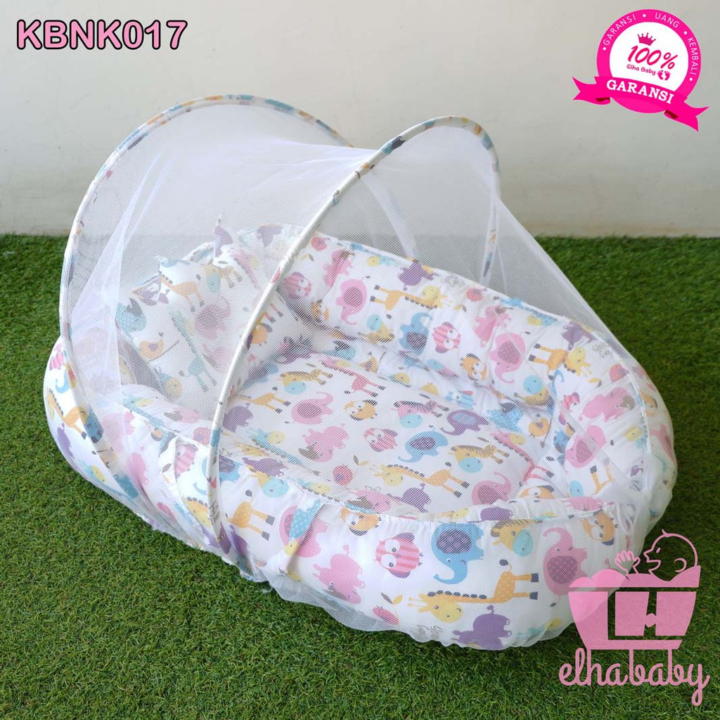 PROMO Elhagrosir Set Kasur Bayi nest perahu Lengkap Kelambu Lipat Motif Kado Unik lahiran alas tidur