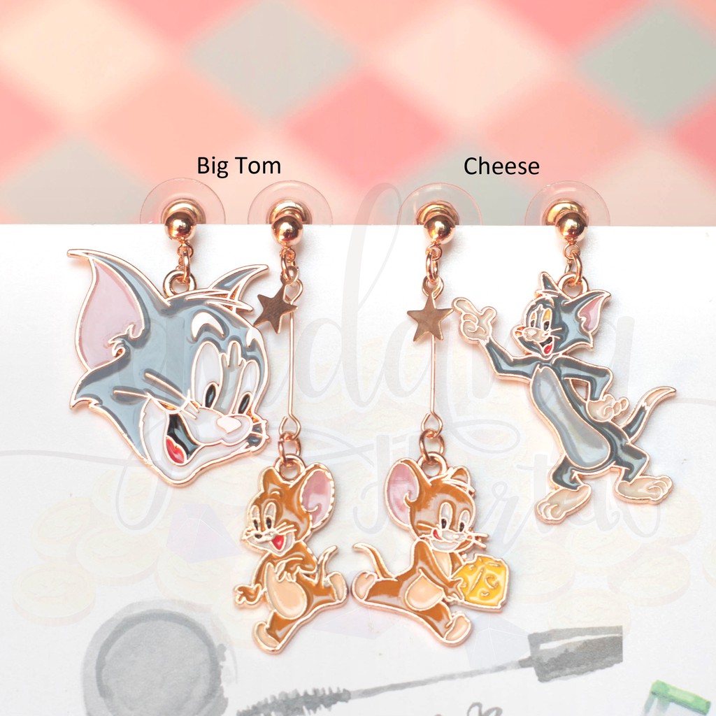 Anting Stud Tom and Jerry Lucu Asimetris GH 203716