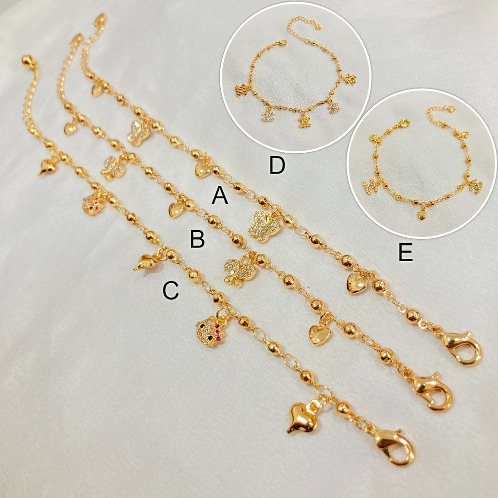Gelang Tangan Jurai Wanita Lapis Emas Permata Aksesoris Fashion