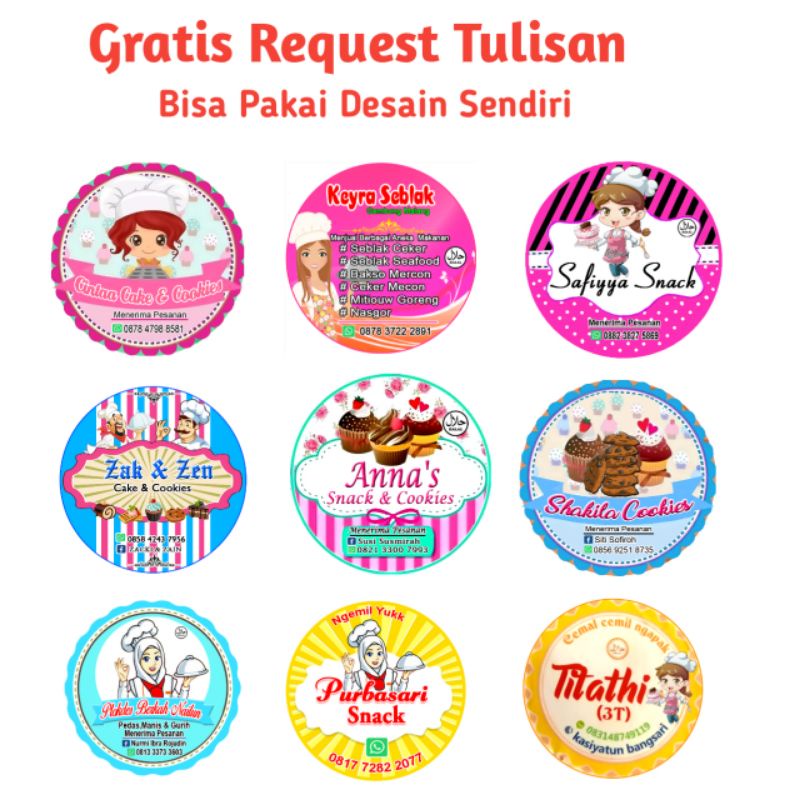 Cetak Stiker produk/stiker label/stiker makanan Gratis Desain Custom