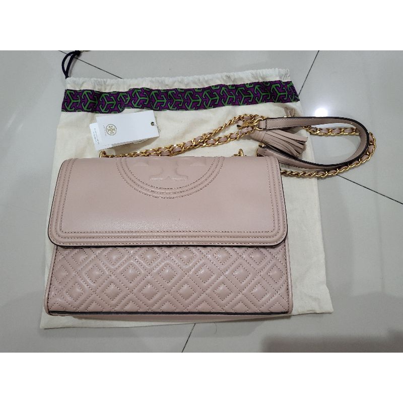 PRELOVED TORY BURCH BAG FLEMING MEDIUM SHOULDER ORIGINAL NEW MINK