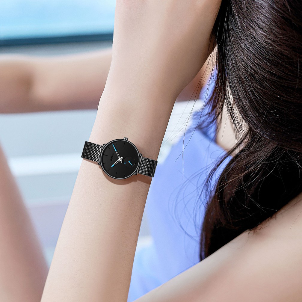 BIDEN Jam Tangan Wanita Simple Dial Santai Mode Tali Jala Tahan Air Kuarsa Jam Tangan Cewek-7