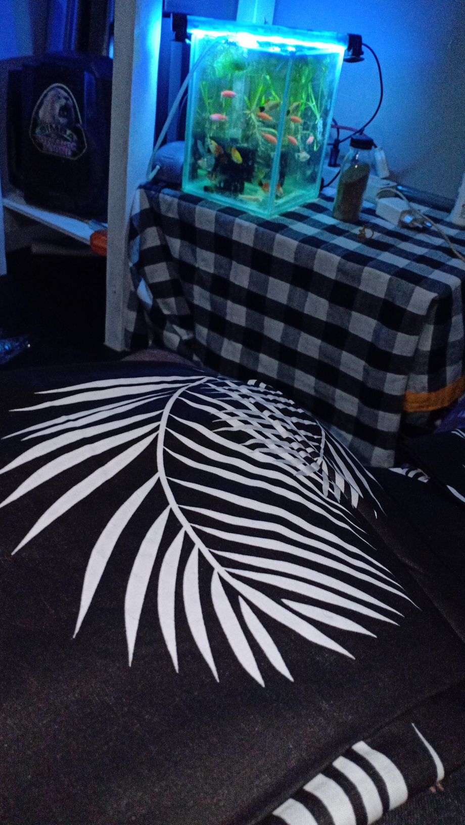 Star Seprei Katun Motif Palma Hitam Dan Putih