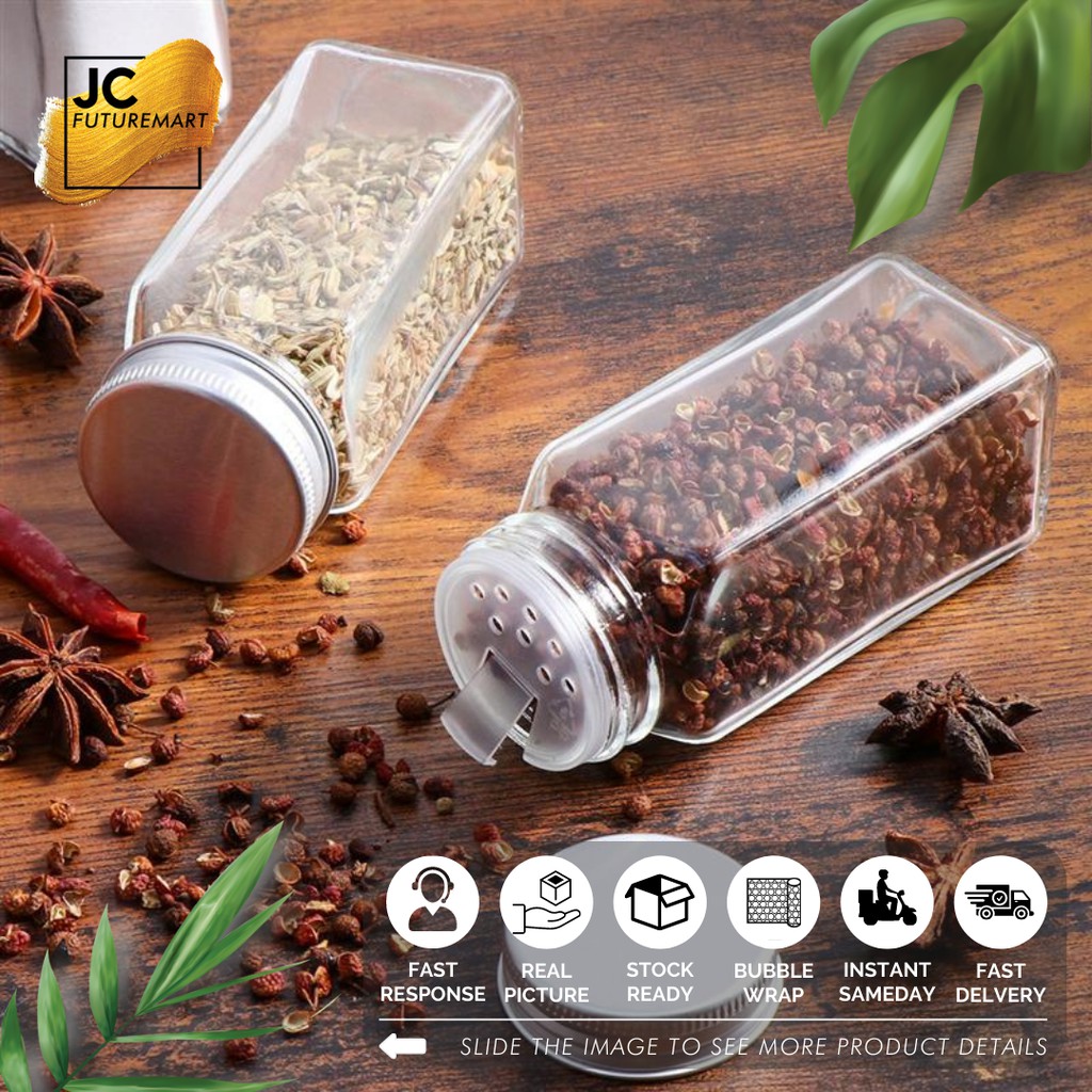 TEMPAT BUMBU GARAM MERICA LADA CABE REMPAH BOTOL KACA - SPICES JAR