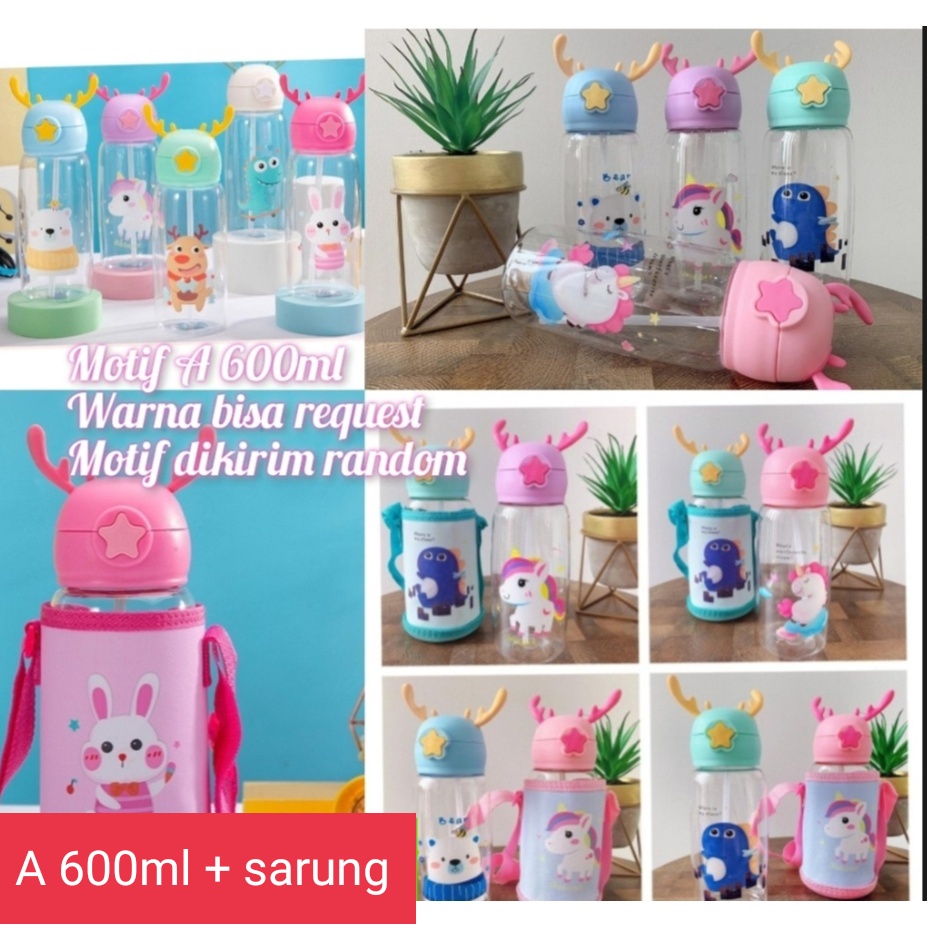 Botol Minum Anak 600 ml Pouch 244 Tanduk Rusa Botol BPA Free Botol / Lucky Star 888