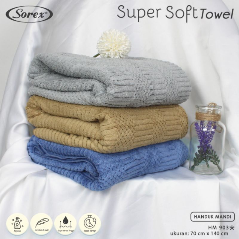 Sorex HM 903 Handuk Mandi Dewasa Microfiber Towel Motif polos Lembut Daya Serap Tinggi