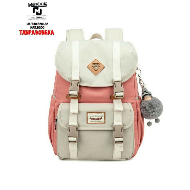 BLDR_Tas Sekolah Anak Perempuan Sd Smp Sma Ransel Backpack Cowok Cewek Motif Diamond Bahan Kanvas Dinier