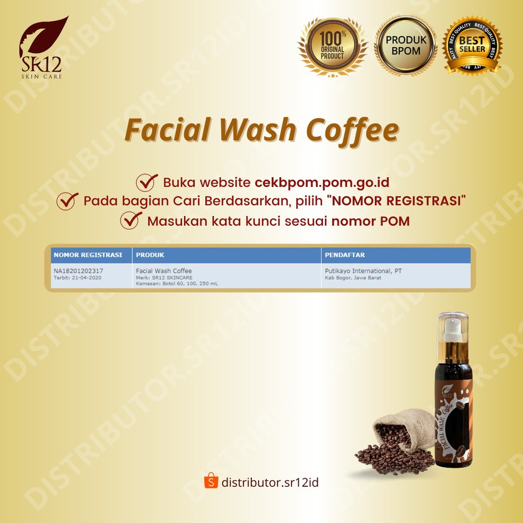 Facial Wash Coffee SR12 100 ml Sabun Muka Herbal Pembersih Wajah Flek Hitam Komedo Bekas Jerawat
