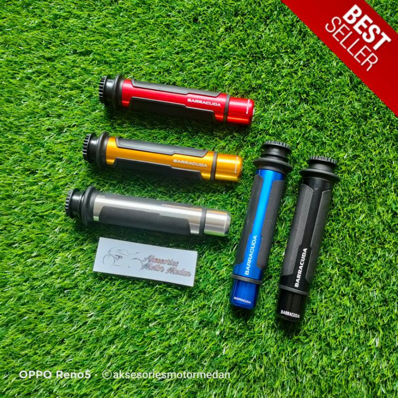 Handgrip Barracuda fullset plus jalu stang Bahan Stainless + Rubber Italy Design