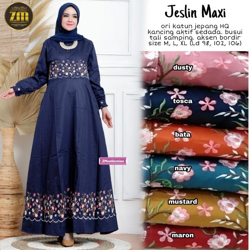 JESLIN MAXY / GAMIS KATUN JEPANG ORI APLY BORDIR BAHAN SUPERR ADEM ORI BY ZM ZOLA SOLO SURAKARTA