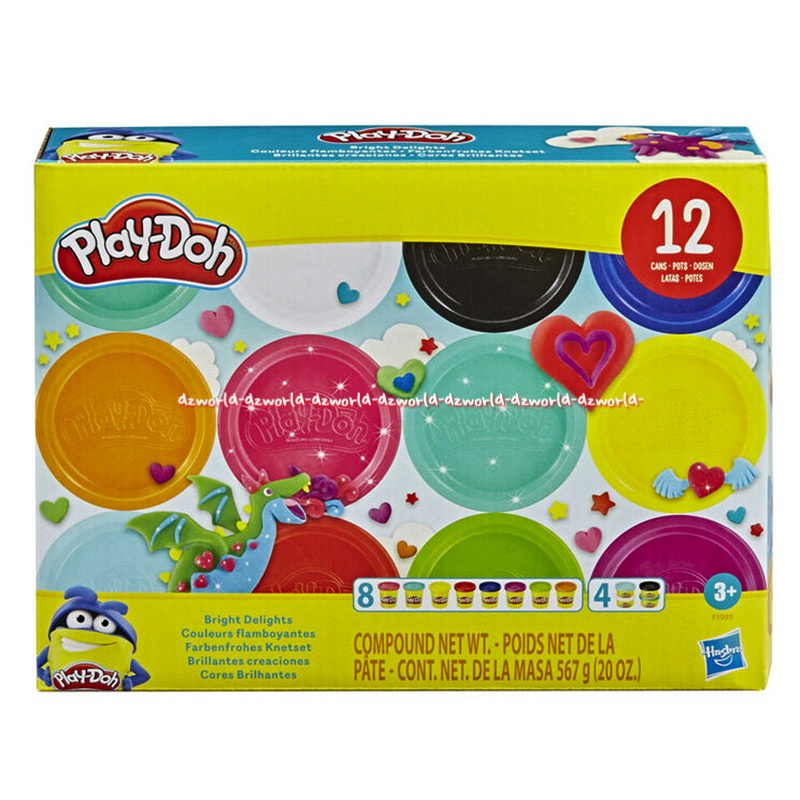 Play-Doh Bright Delight Colour Flamboyantes Tub 12pcs Lilin Paydoh Refill Isi Ulang Cup Play Doh