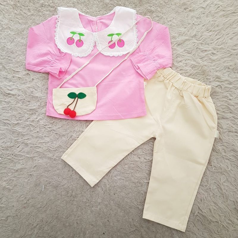 baju bayi cherry chinos tas