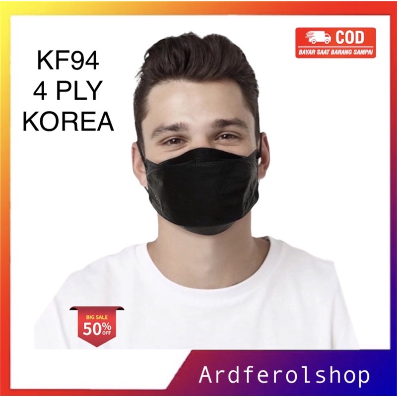 Masker KF94 4 ply satuan Wemask KF94 hitam polos Masker korea eceran