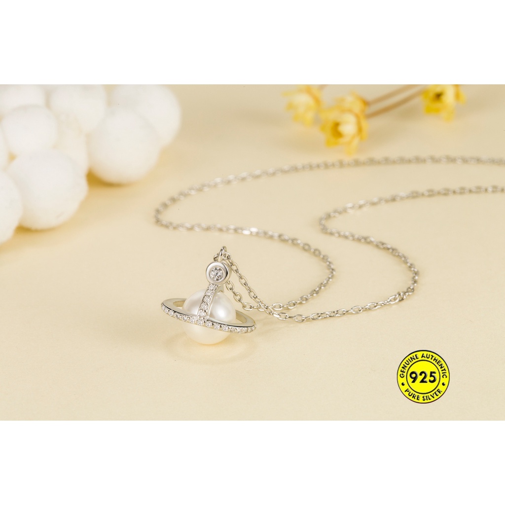 Kalung S925 Silver Aksen Mutiara Bintang Berlian