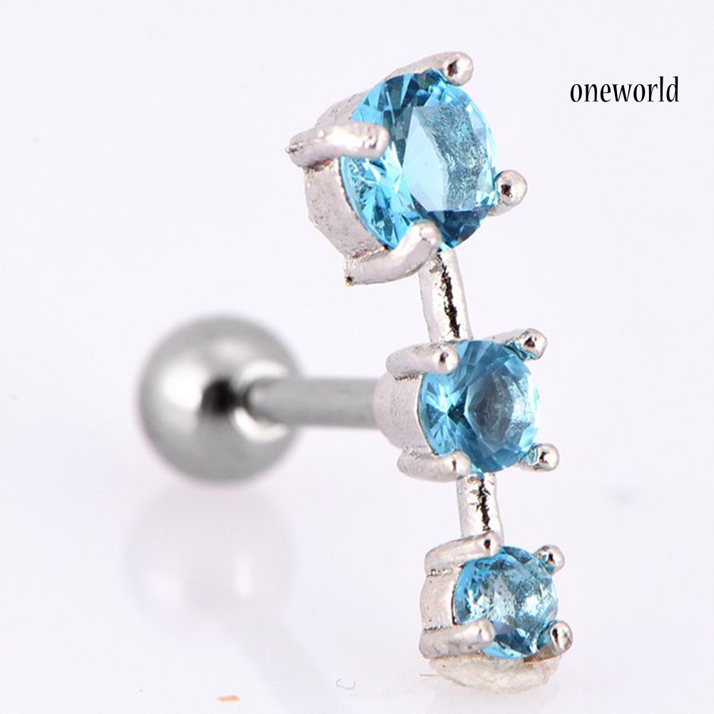 OW@ 1Pc Women Cubic Zirconia Barbell Ear Cartilage Helix Piercing Stud Earrings