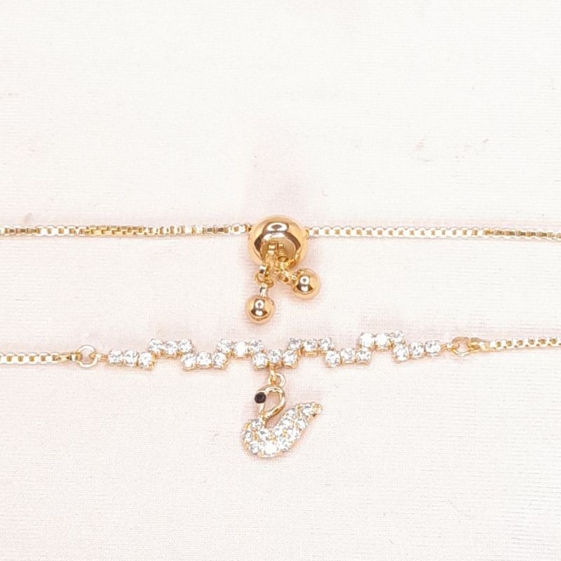 Gelang serut swarovski lapis rhodium