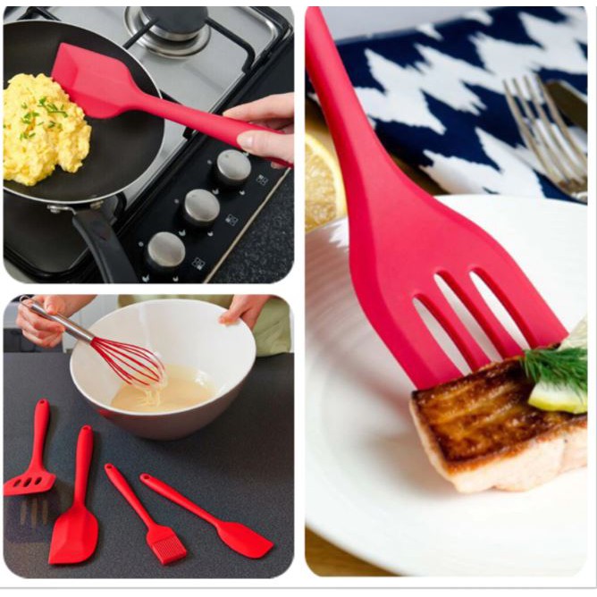 Sepatula Spatulla Set Sotel Silikon Sutil Spatula Silicon Utensil Set Perlengkapan Memasak 5 in 1 BPA Free