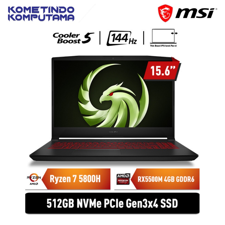 LAPTOP MSI BRAVO 15 B5DD [9S7-158K12-241] R7-5800H 8G 512G RX5500M 4G