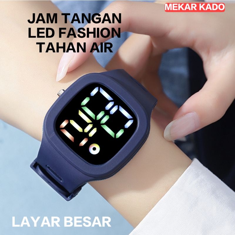 Jam Tangan Digital Wanita/Pria Tahan Air Fashion Watch LED Tampilan Layar Besar