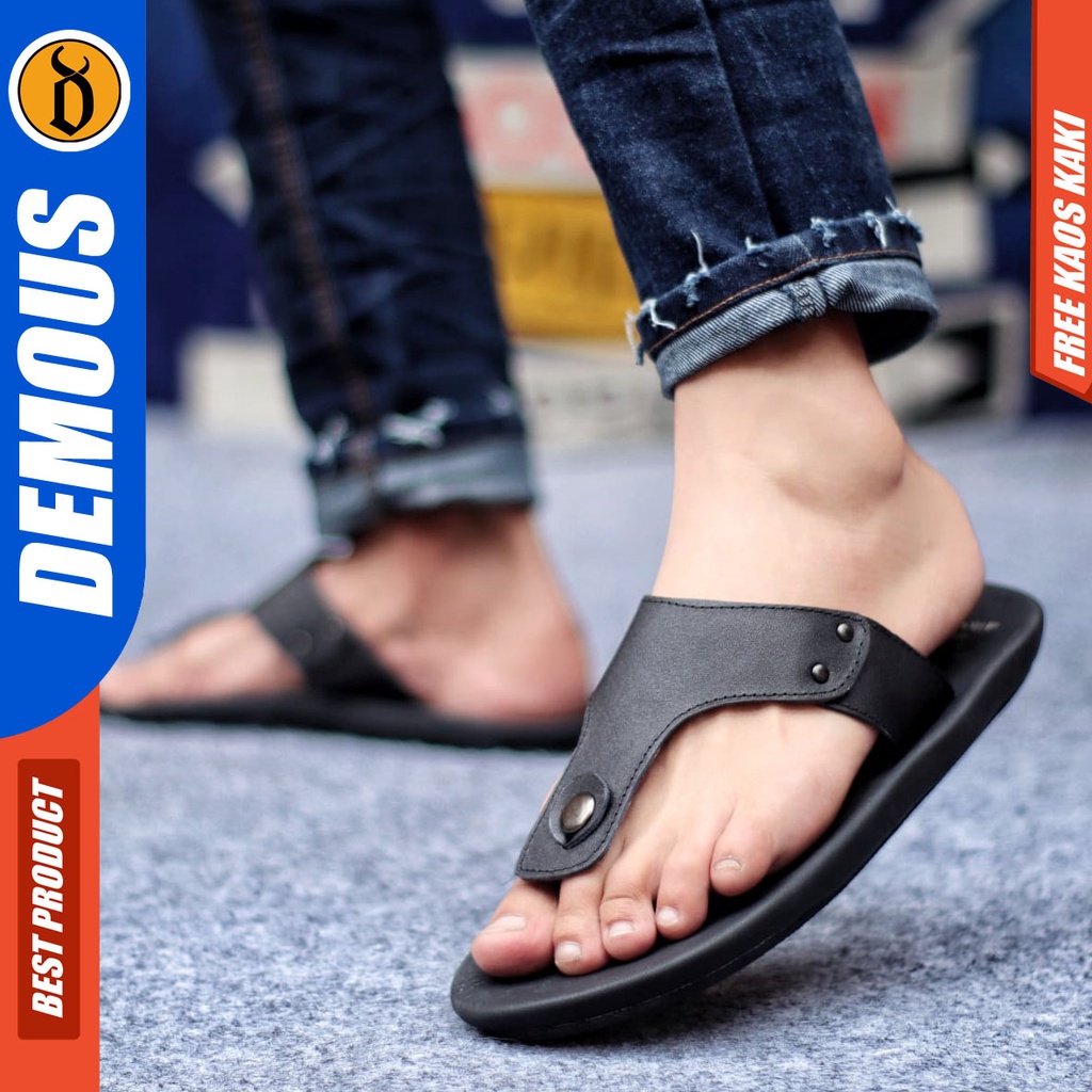 DEMOUS CLOVERS Sandal Jepit Kulit Asli KeKinian Sendal Casual