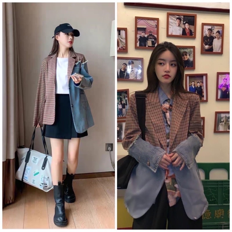 BLAZER PREMIUM MIX 2tone blazer jeans mix katun full furing premium